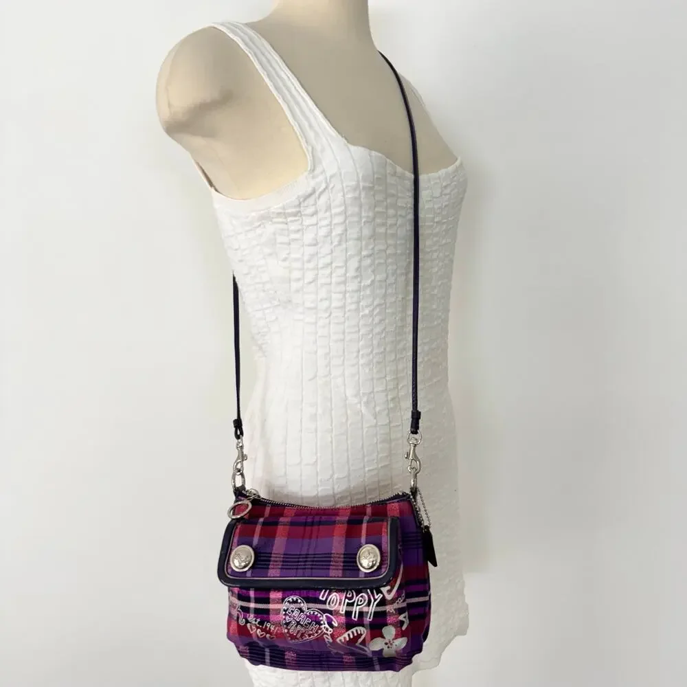 Coach Poppy Tartan Plaid Crossbody Bag Vintage Y2K Purple